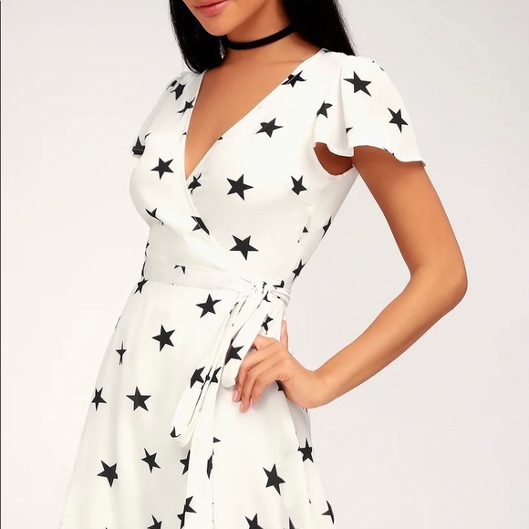 white short sleeve wrap dress